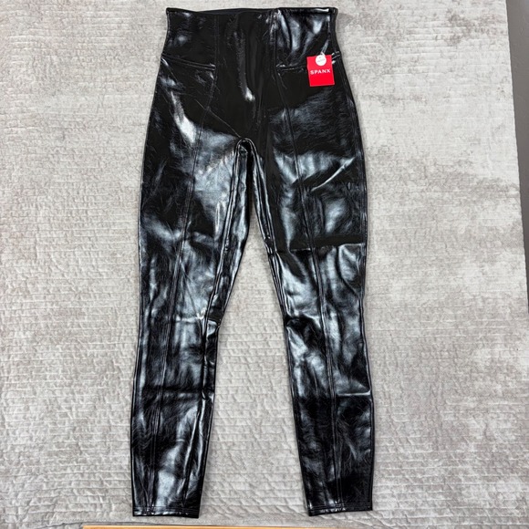 SPANX Pants - Spanx‎ Faux Patent Leather Leggings Classic Black Petite Small 20301Q NWT